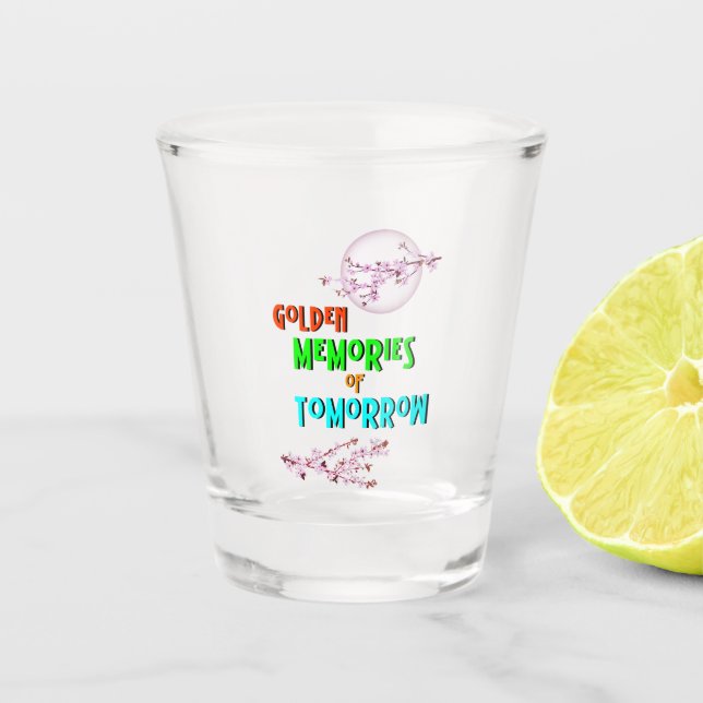 Vaso De Chupito Recuerdos Dorados De Mañana Florecen Moon Sakura (Anverso)