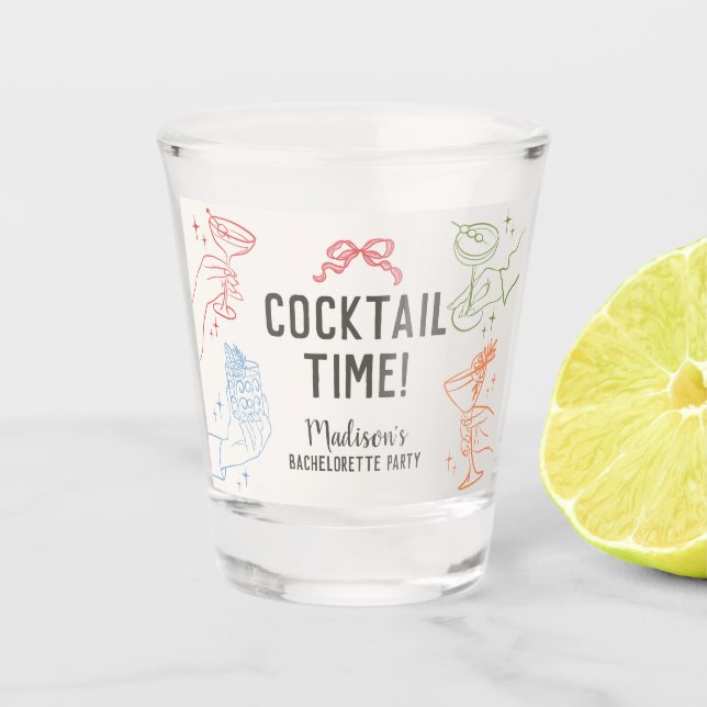 Vaso De Chupito Recuerdos Retro de Fiesta de Despedida de Soltera  (Anverso)
