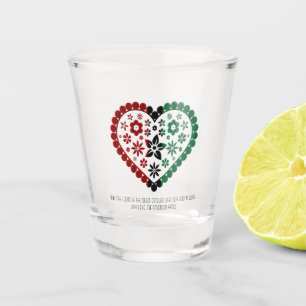 Vaso De Chupito Red Black y Green Floral Heart Happy Kwanzaa