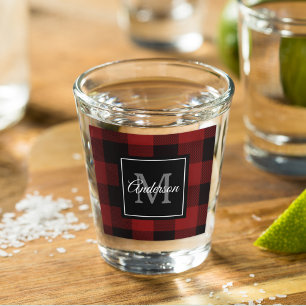 Vaso De Chupito Red Buffalo Plaid Personal Inicial Regalo
