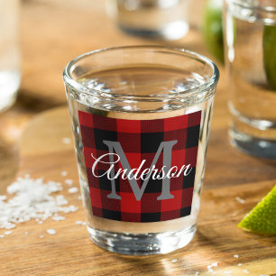 Vaso De Chupito Red Buffalo Plaid   Personal Inicial   Regalo