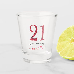 Vaso De Chupito Red Faux Purpurina 21 Cumpleaños