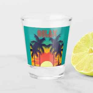 Vaso De Chupito Refrigerador tropical retro elegante