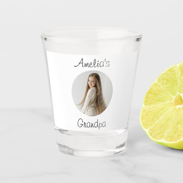 Vaso De Chupito Regalo de abuelo personalizado - Cara de nieto - (Anverso)