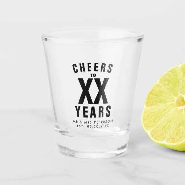 Vaso De Chupito Regalo de aniversario boda a años personalizados (Anverso)