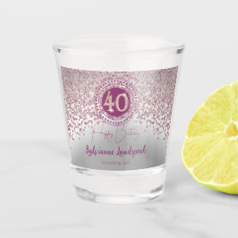 Vaso De Chupito Regalo de cumpleaños número 40 con purpurina plate