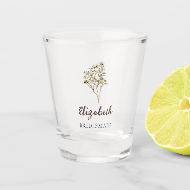 Vaso De Chupito Regalo de Dama de Honor Boho Personalizado Pampas  (Anverso)