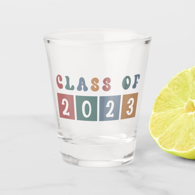 Vaso De Chupito Regalo de graduación de la clase Retro de 2023 (Anverso)