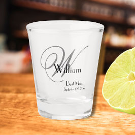 Vaso De Chupito Regalo del Padrino de Boda Monograma Moderno y Nom