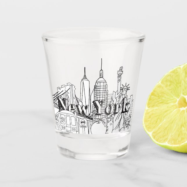 Vaso De Chupito Regalo NYE New York de Souvenirs Vacation Souvenir (Anverso)