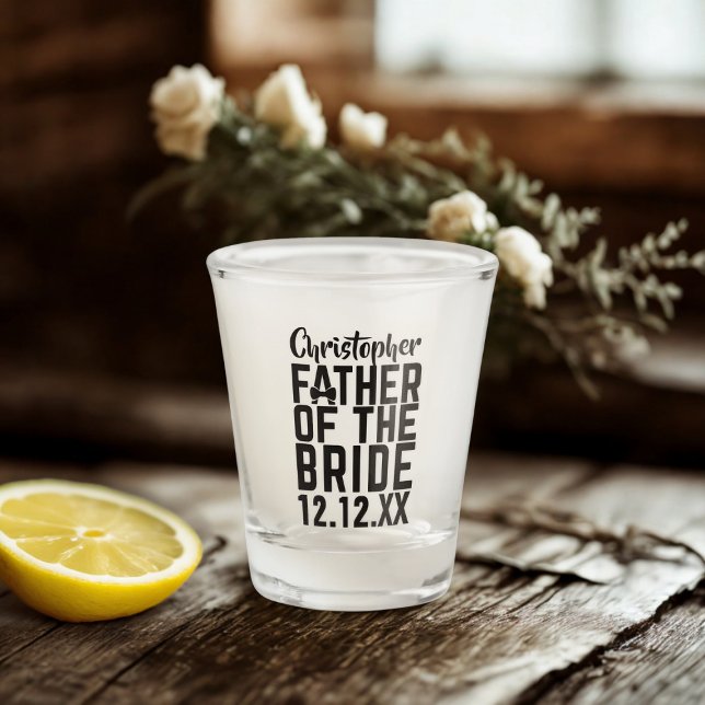 Vaso De Chupito Regalo para el Padre de la Novia Copa de Chupito (Perfect shot glass for the Father of the Bride. Just add his name and your wedding date)