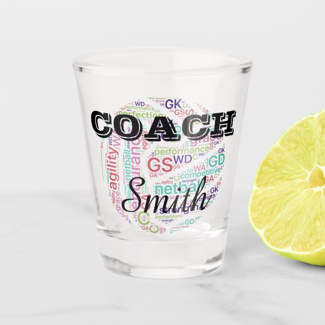 Vaso De Chupito Regalo personalizado del entrenador de Netball (Anverso)