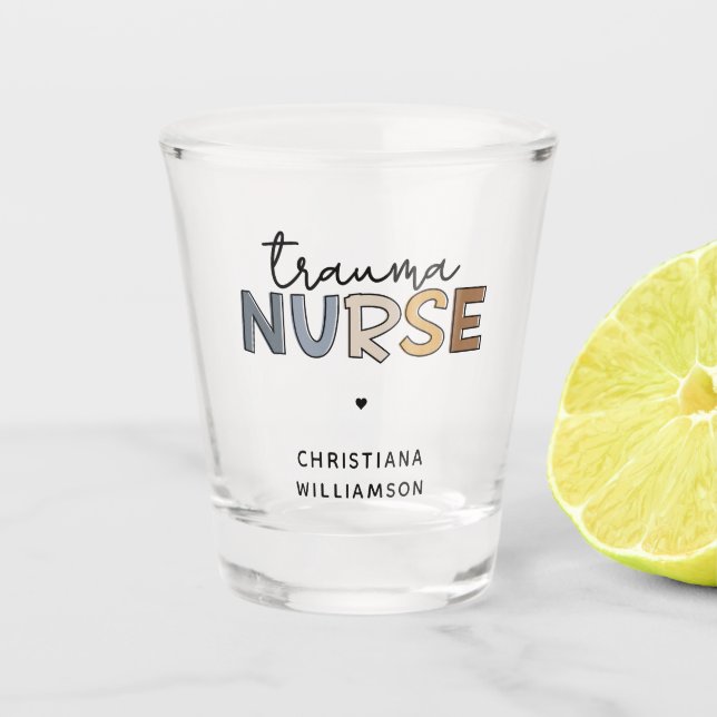 Vaso De Chupito Regalos de Enfermería de Trauma Personalizado Enfe (Anverso)