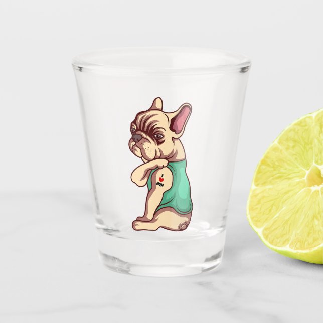 Vaso De Chupito Regalos de vidrio de disparo en la cara del Bulldo (Anverso)