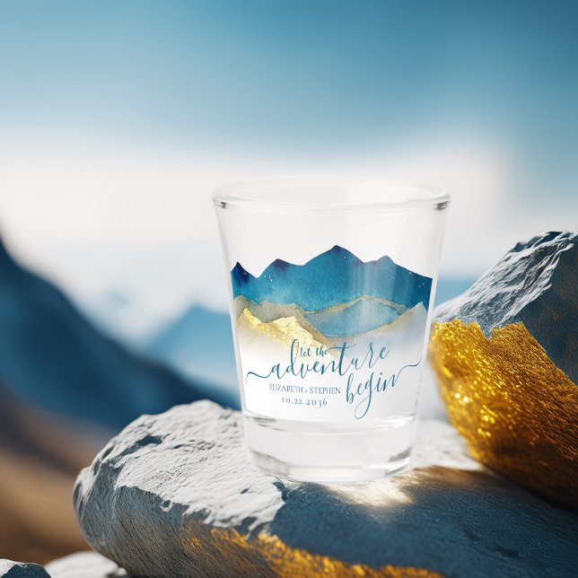 Vaso De Chupito Relieve metalizado dorado azul acuático Boda al ai (Subido por el creador)