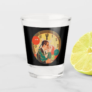 Vaso De Chupito Reloj de beso de Nochevieja Art Déco vintage