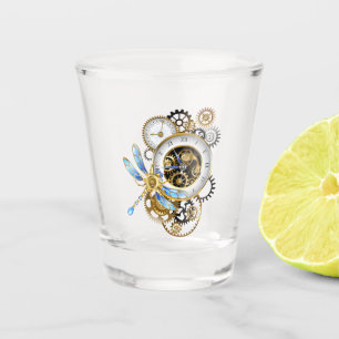Vaso De Chupito Reloj de vapor con libélula mecánica
