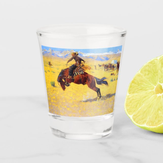Vaso De Chupito Remington Old West Horse y Cowboy (Anverso)