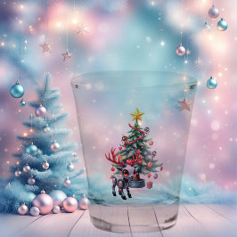 Vaso De Chupito Reno ciberpunk lindo con árbol de Navidad