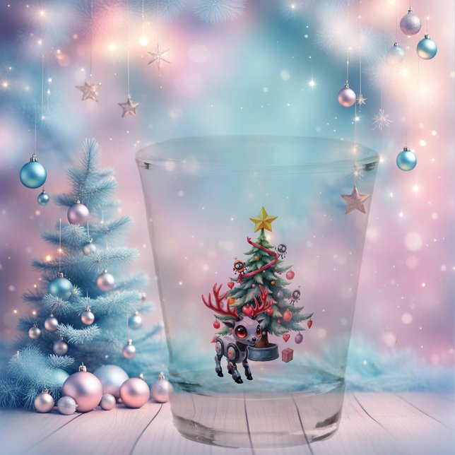 Vaso De Chupito Reno ciberpunk lindo con árbol de Navidad (Subido por el creador)