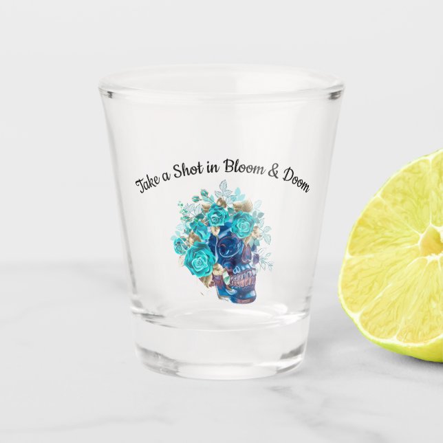 Vaso De Chupito Requiem Flor Azul (Anverso)