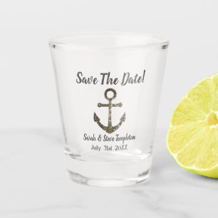 Vaso De Chupito Reserva náutica de la boda de la chispa la fecha
