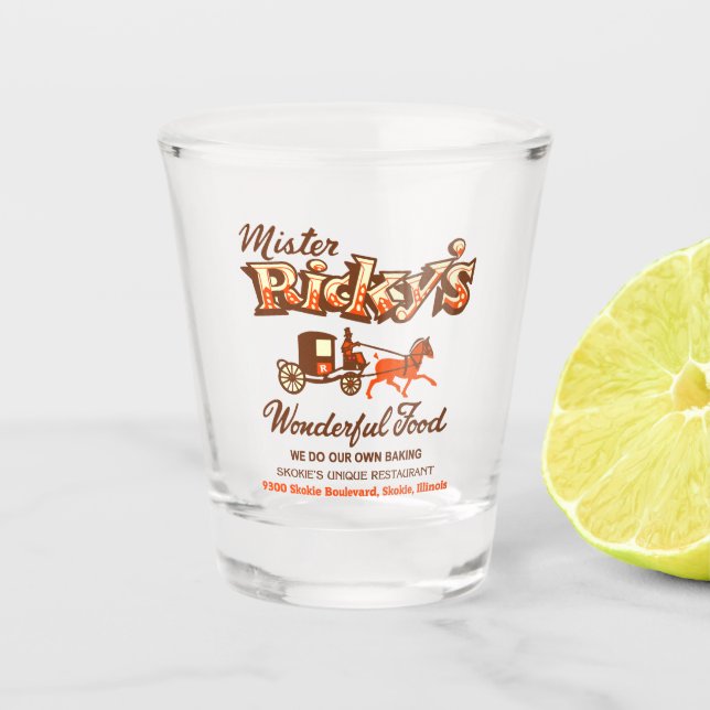 Vaso De Chupito Restaurante Mister Ricky, Skokie, Illinois (Anverso)
