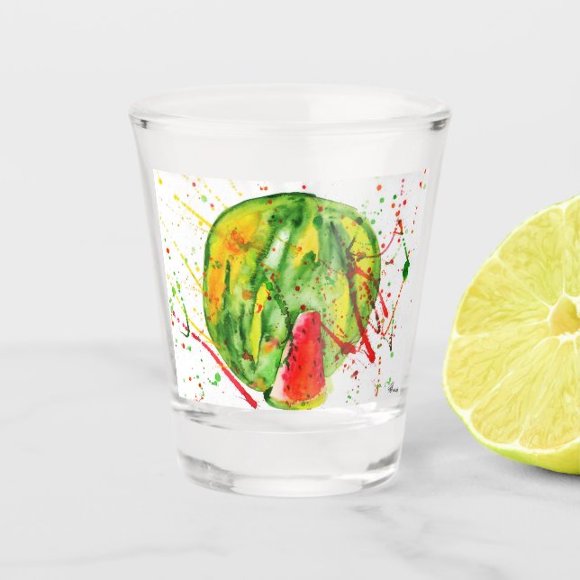 Vaso De Chupito Resumen de la sandía acuática brillante (Anverso)