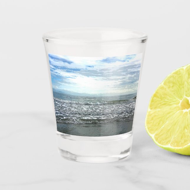 Vaso De Chupito Resumen de playa Favor de Regalo Náutico Artístico (Anverso)