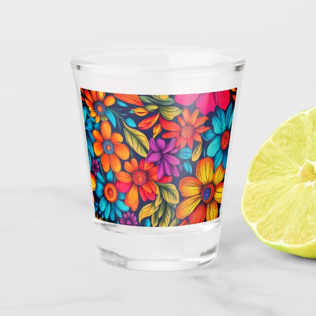 Vaso De Chupito Resumen floral colorido #902 - (Anverso)