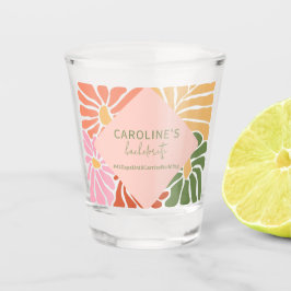 Vaso De Chupito Resumen floral de peach Pink Groovy