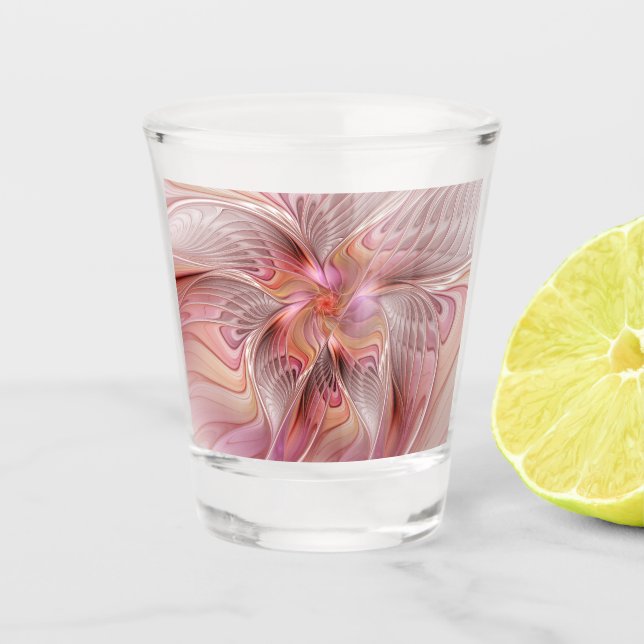 Vaso De Chupito Resumen mariposa colorida Fantasía arte fractal (Anverso)