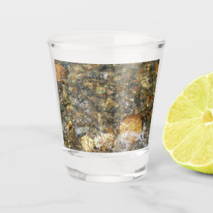 Vaso De Chupito Resumen natural de guijarros rojos marrones y gris