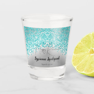 Vaso De Chupito Retiro Verde azulado de Purpurina azul y plata