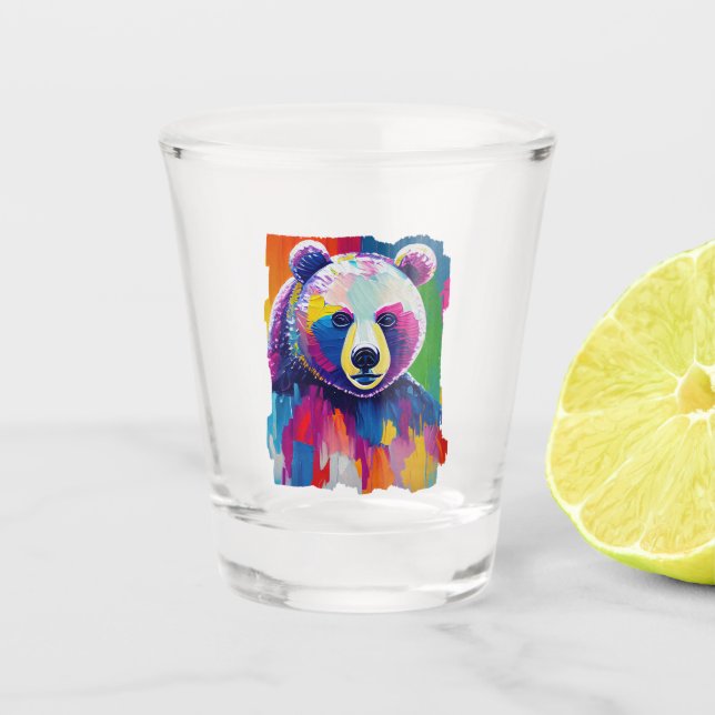 Vaso De Chupito Retrato de oso colorido (Anverso)