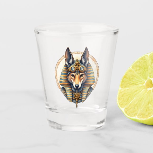 Vaso De Chupito Retrato de Steampunk Anubis Fox (Anverso)