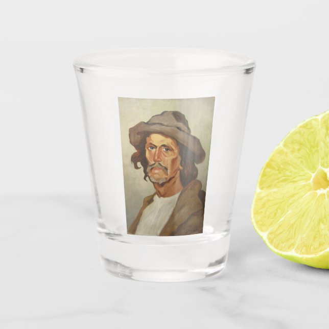 Vaso De Chupito Retrato de un campesino (por Ipolit Strâmbu) (Anverso)