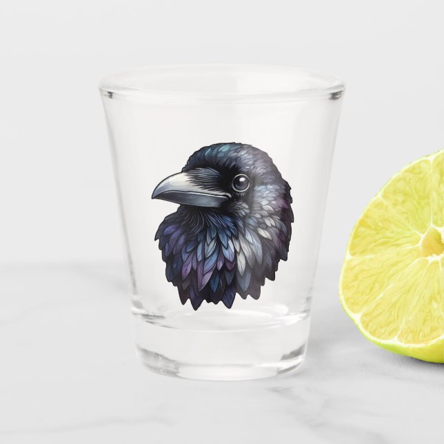 Vaso De Chupito Retrato majestuoso de Raven - cuervo, ave, fauna (Anverso)
