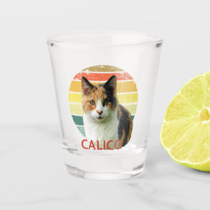 Vaso De Chupito Retro 1980 Faded Sunset Calico Moggy Cat Art 