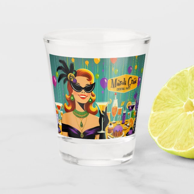 Vaso De Chupito Retro 50s Mardi Gras Martini Cocktail Party (Anverso)