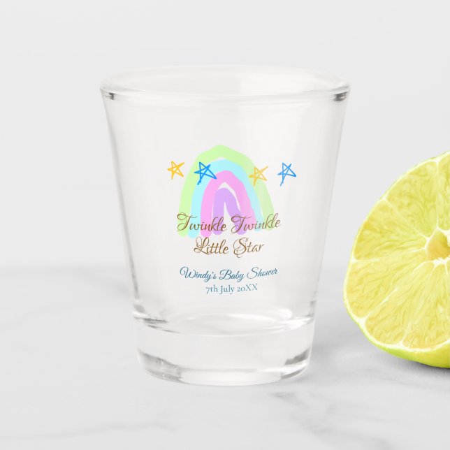 Vaso De Chupito Retro arco iris twinkle pequeño estrellas bebé sh (Anverso)