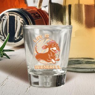 Vaso De Chupito Retro Dachshund "La vida es voluntariosa"
