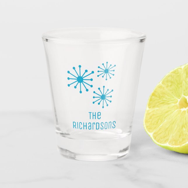 Vaso De Chupito Retro de la edad atómica personalizada de mediados (Anverso)