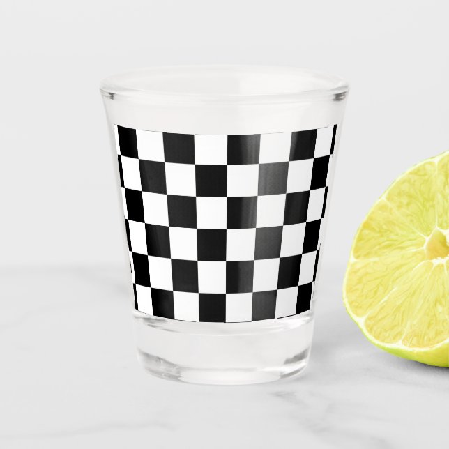 Vaso De Chupito Retro geométrico negro y blanco (Anverso)