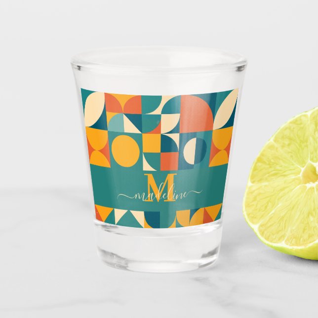Vaso De Chupito Retro Geométrico Personalizado (Anverso)