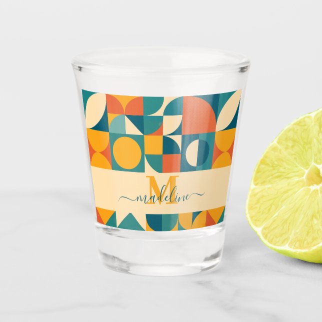 Vaso De Chupito Retro Geométrico Personalizado (Anverso)