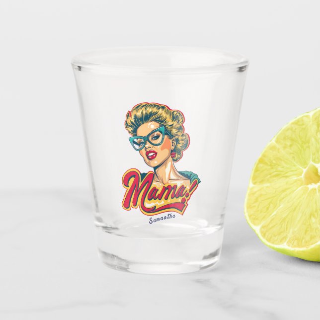 Vaso De Chupito Retro mamá pop art 2 personalizado (Anverso)