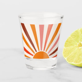 Vaso De Chupito Retro Sun Rays Naranja de la puesta de sol rojo am
