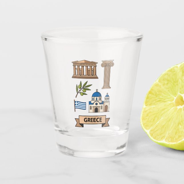 Vaso De Chupito Retro Travel Greece Iconic National Symbols (Anverso)