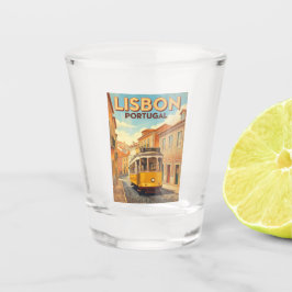 Vaso De Chupito Retro Vintage Travel Lisbon Portugal Yellow Tram